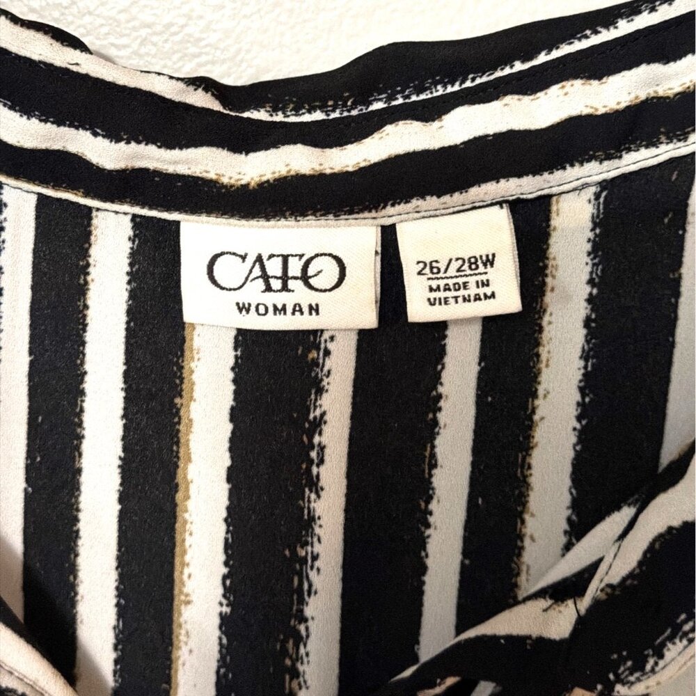 Cato Woman Black & White Striped Sleeveless High-Low Tunic Top Size 26/28W - Picture 3 of 6